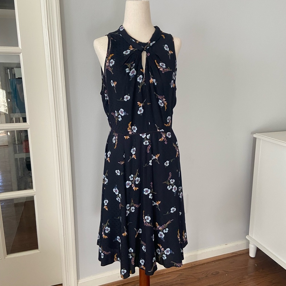 Rebecca Taylor Navy Floral Knee Length Dress
